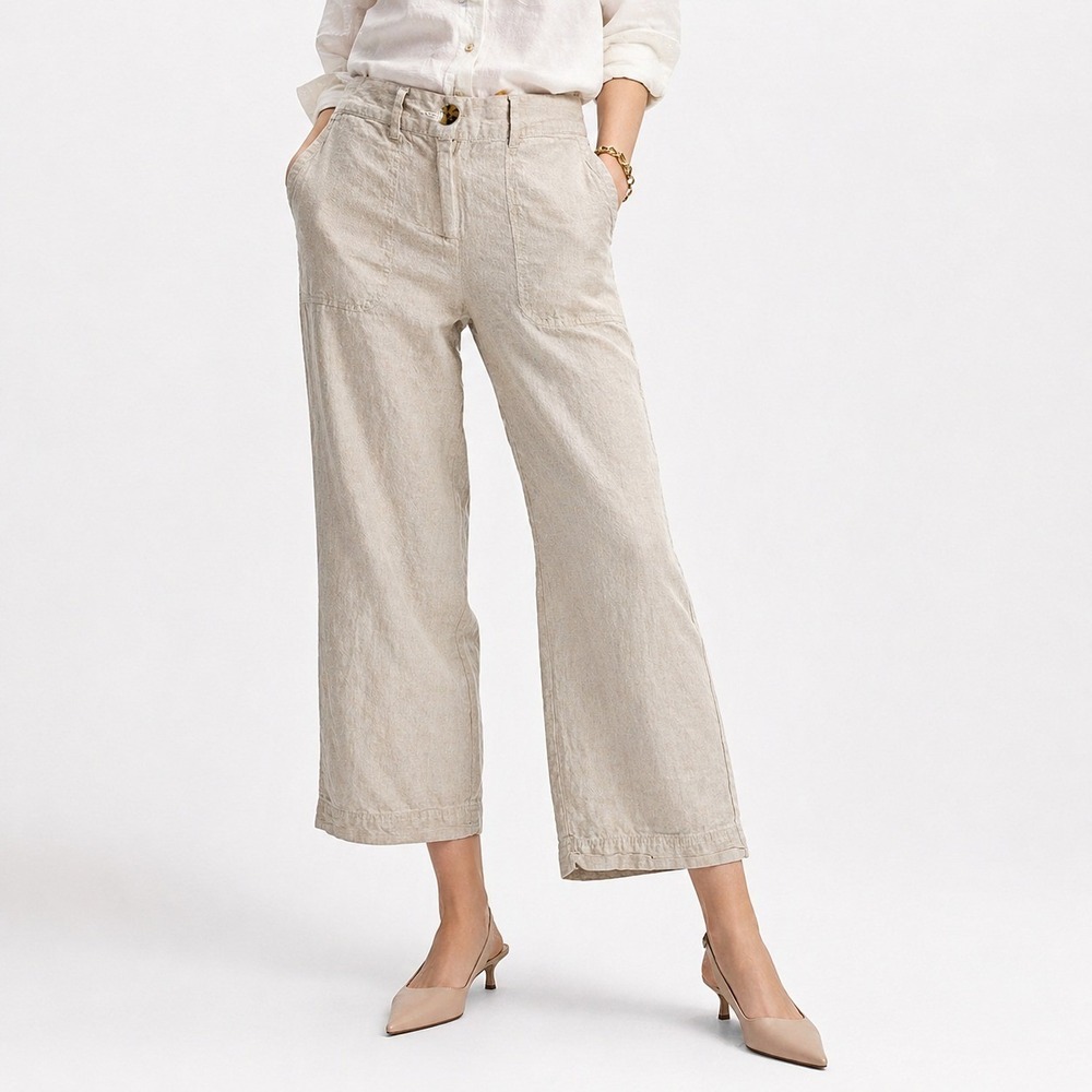 Talbots Petite Straight Leg‎ Pants Women's Size 2P Oatmeal Slash Pockets
